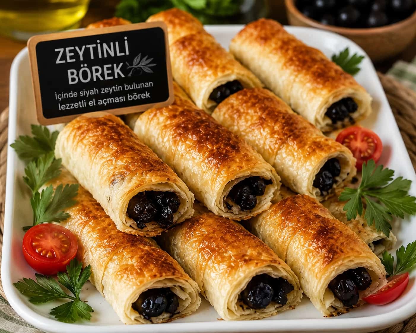 Zeytinli Börek catering sunumu