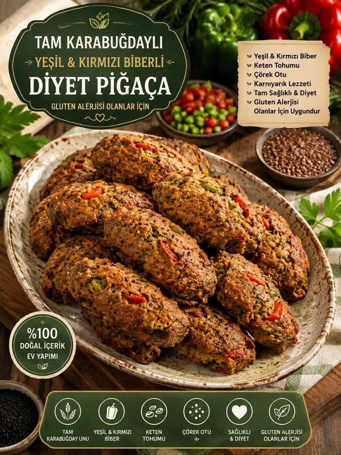 Karabuğdaylı Diyet Poğaça catering sunumu