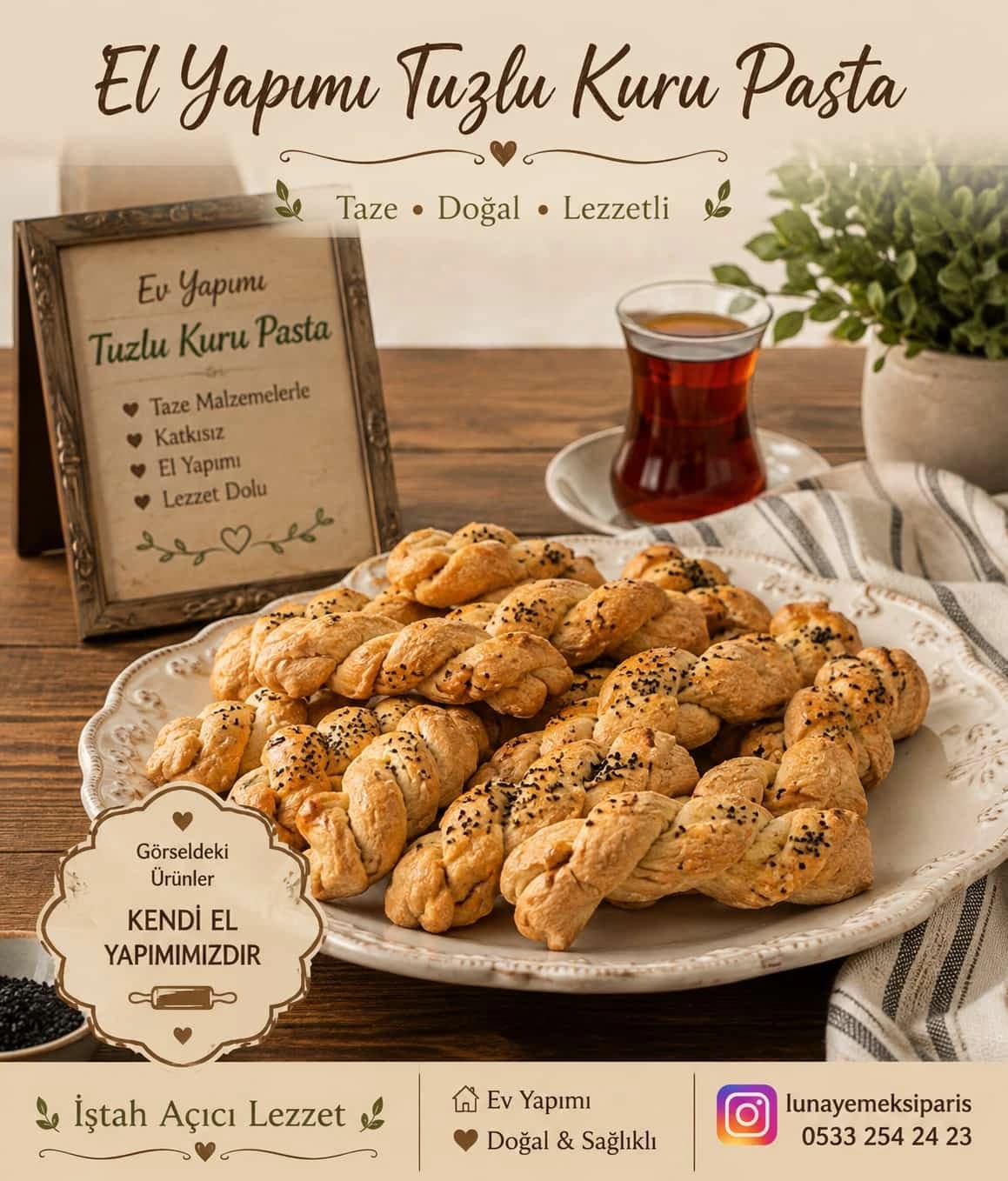 Tuzlu Kuru Pasta catering sunumu