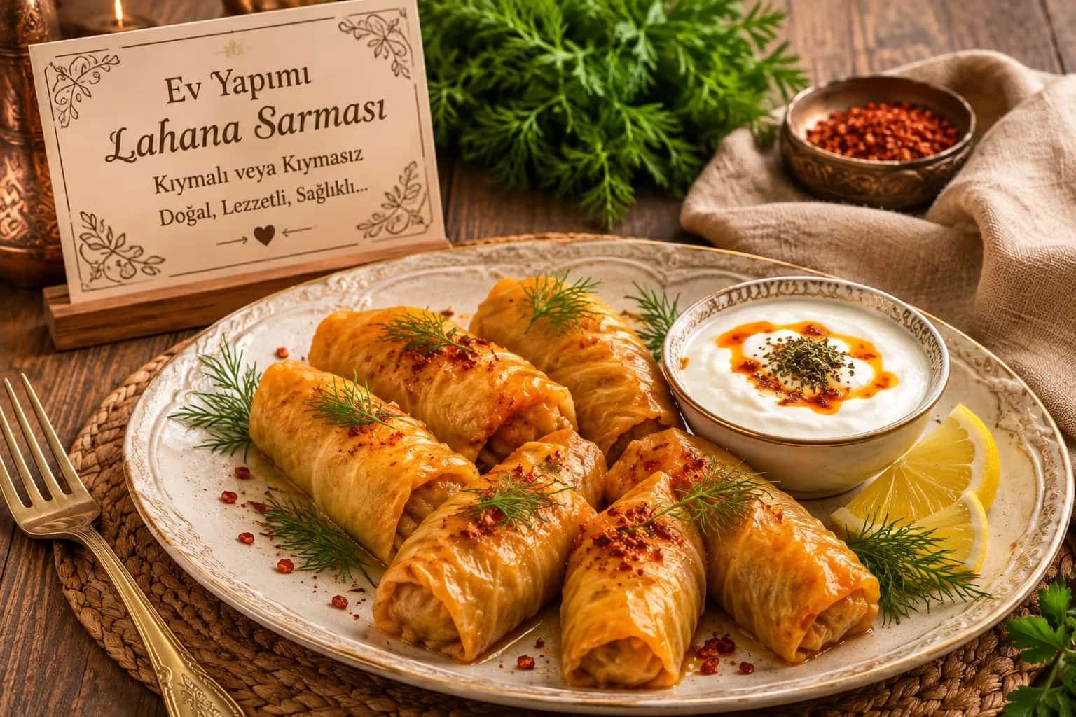 Lahana Sarması catering sunumu
