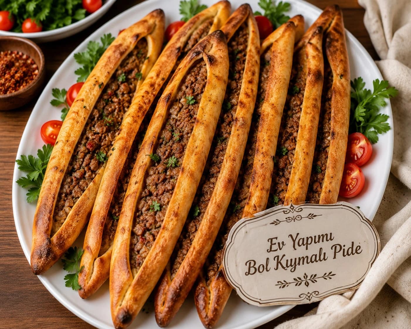 Bol Kıymalı Pide catering sunumu