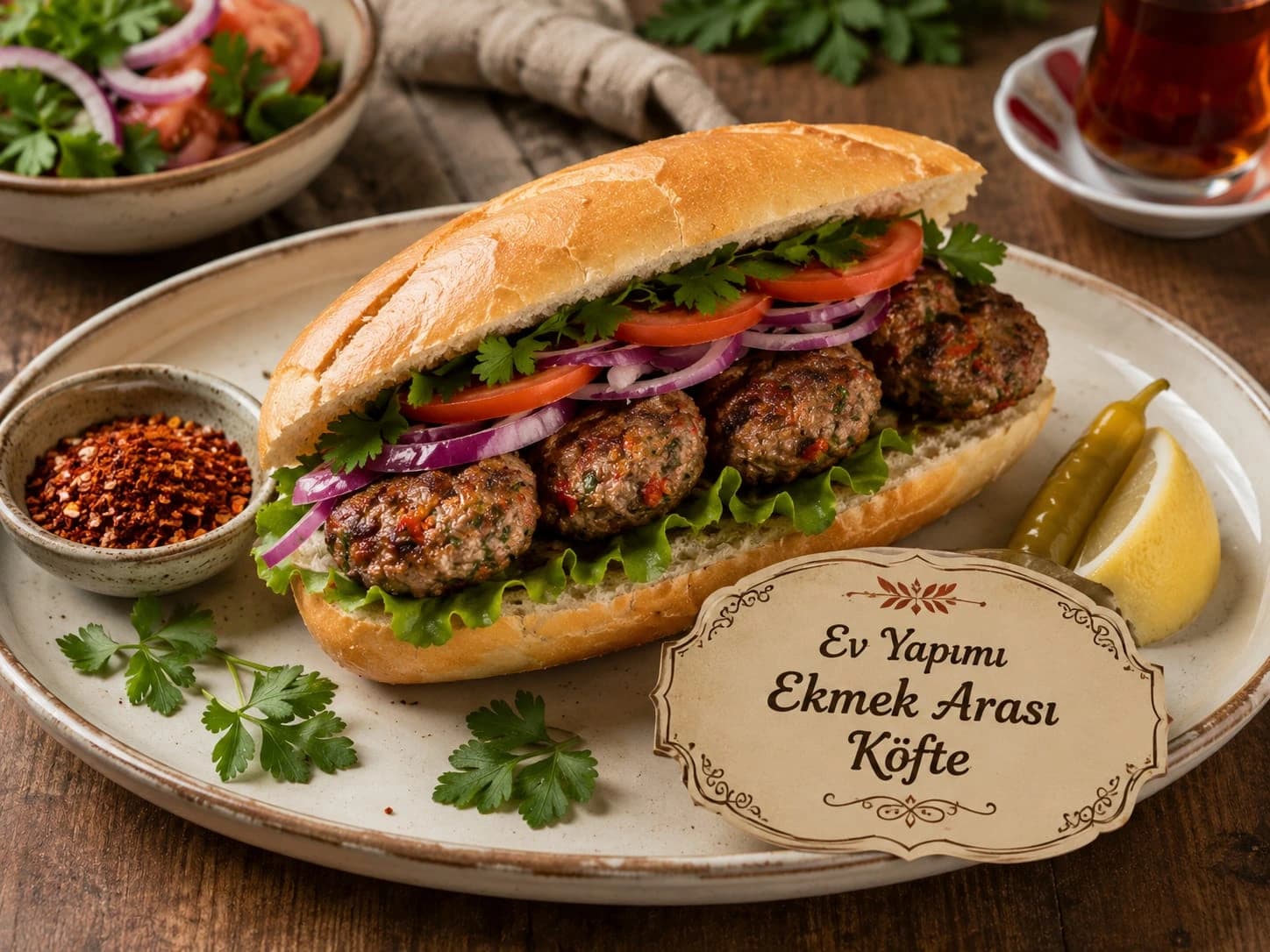 Ekmek Arası Köfte catering sunumu