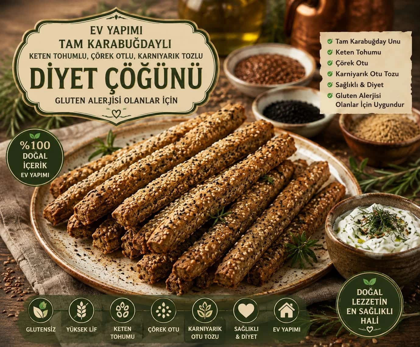 Karabuğdaylı Diyet Çubukları catering sunumu