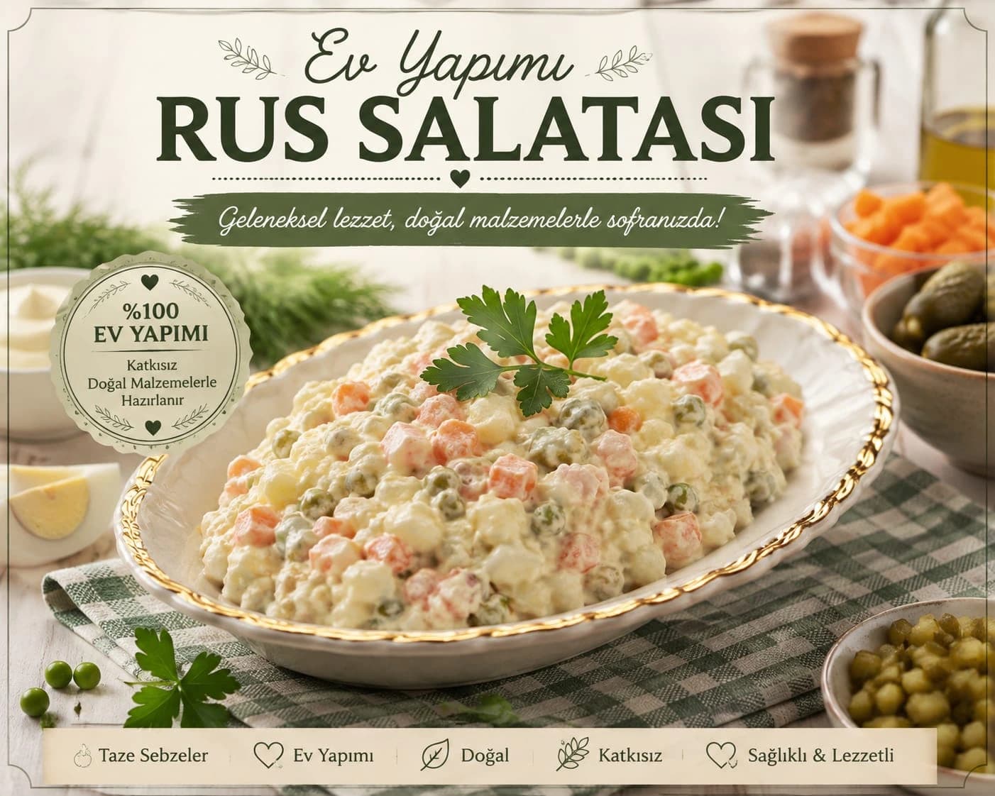 Rus Salatası catering sunumu