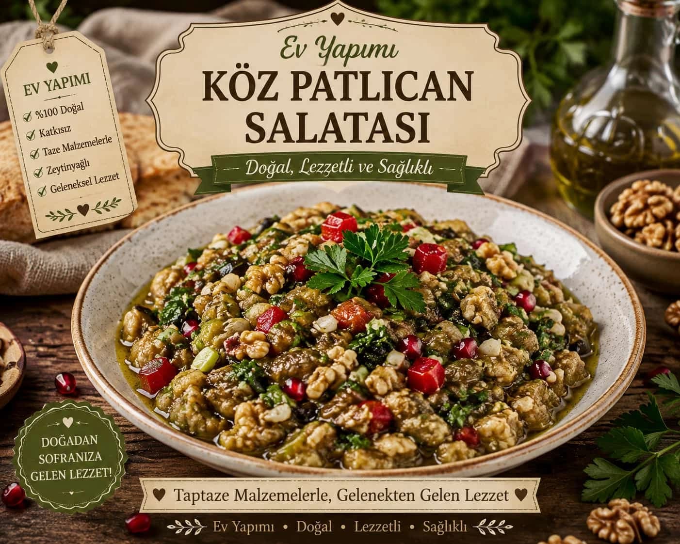 Köz Patlıcan Salatası catering sunumu