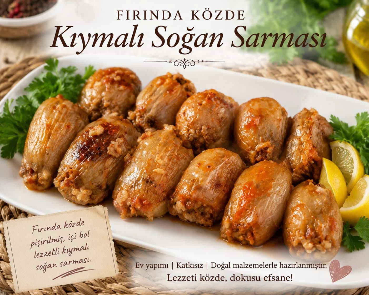 Kıymalı Soğan Sarması catering sunumu
