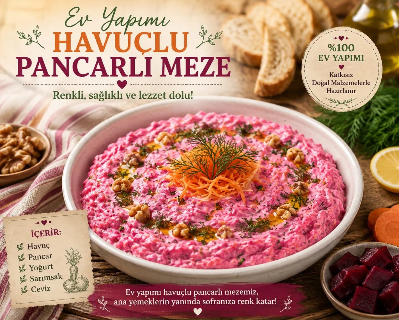 Havuçlu Pancar Mezesi catering sunumu