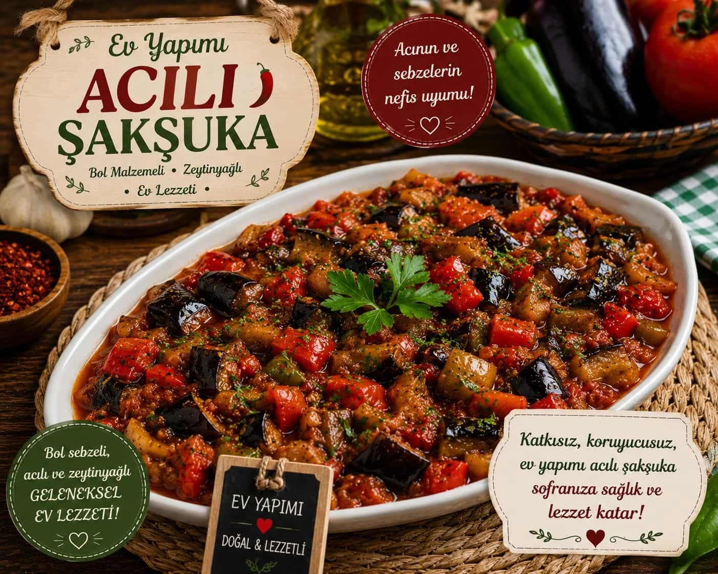 Acılı Şakşuka catering sunumu