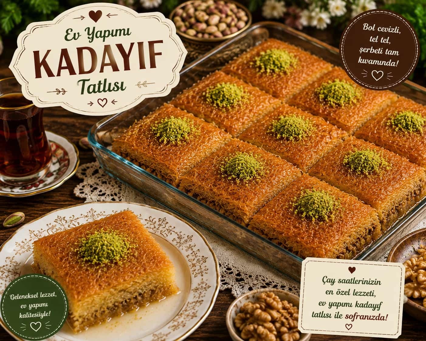 Kadayıf Tatlısı catering sunumu