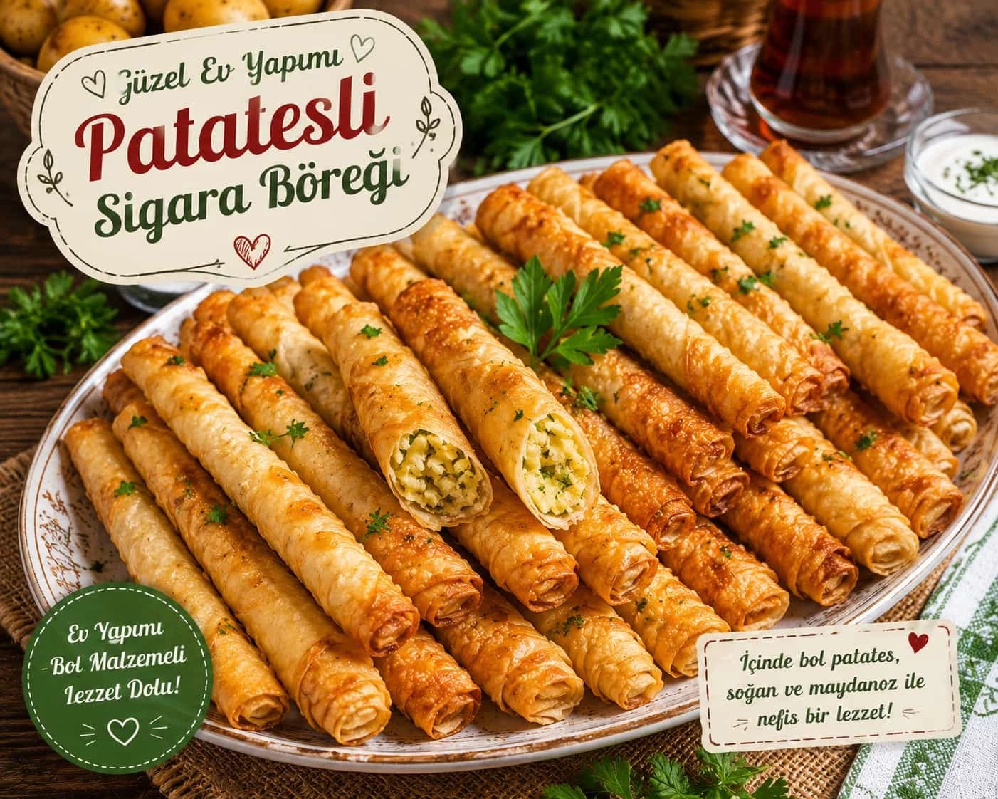 Patatesli Sigara Böreği catering sunumu