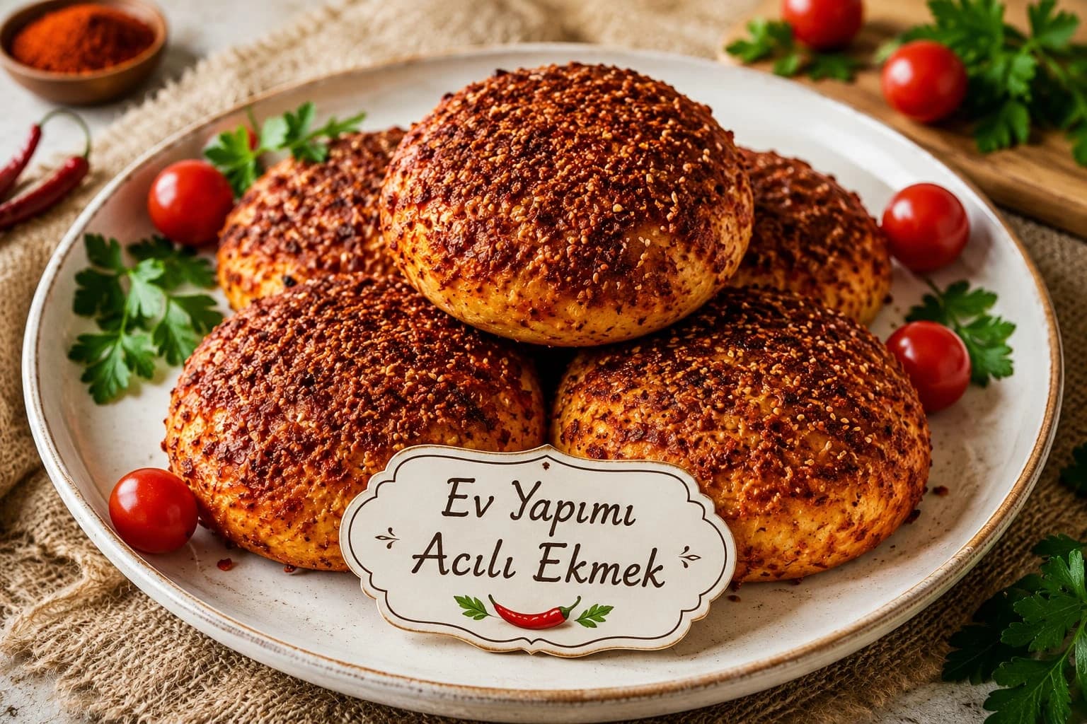 Acılı Ekmek Servisi catering sunumu