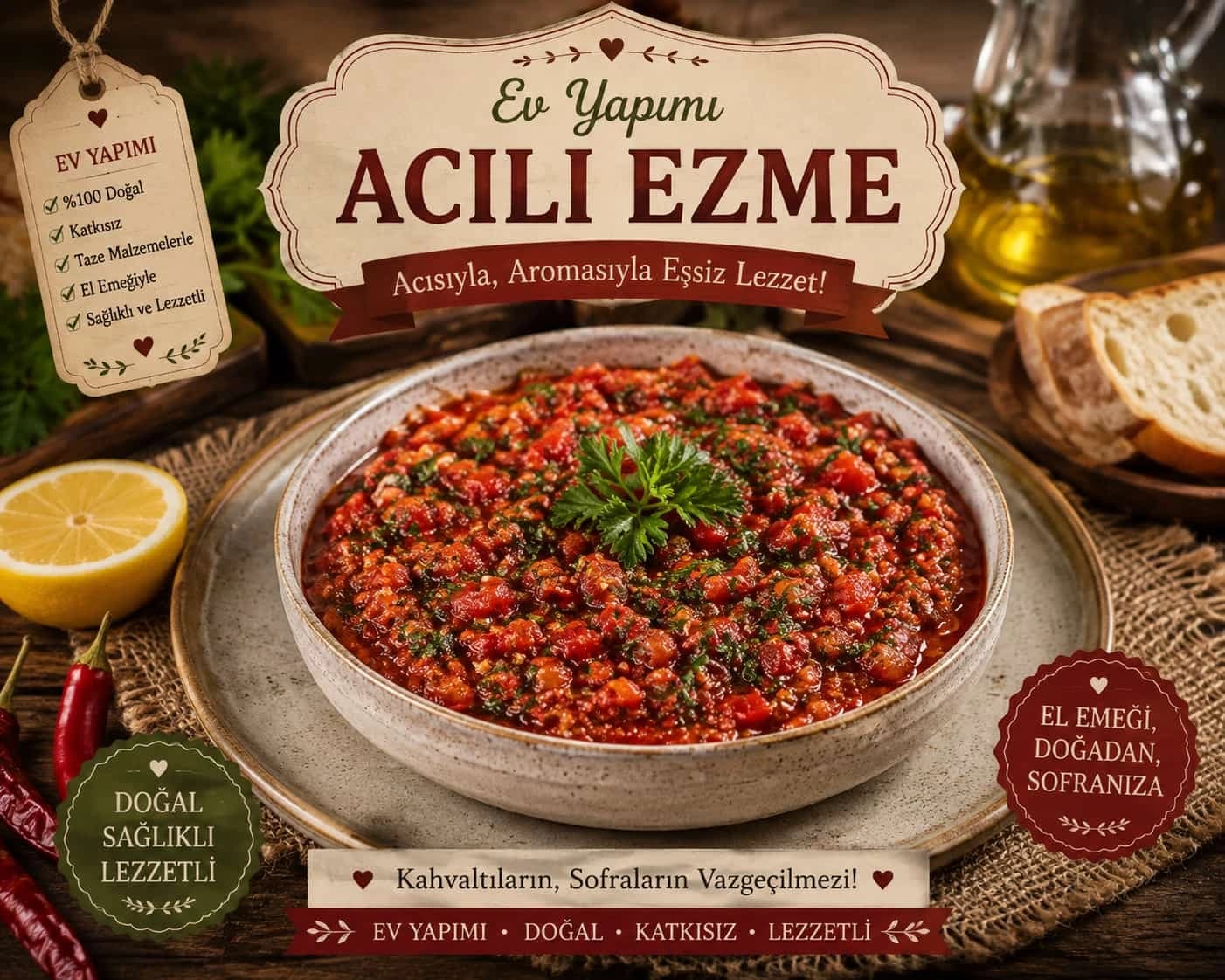 Acılı Ezme catering sunumu
